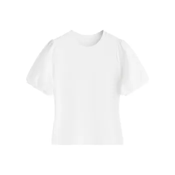 HANDAIWEI Puff Sleeve T Shirt Women's White