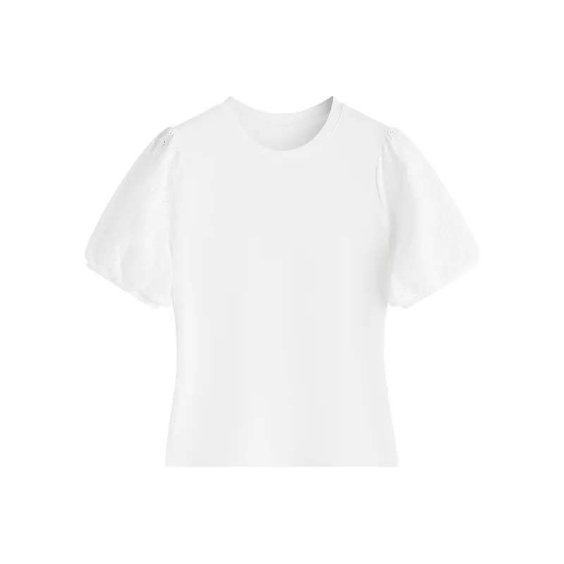 HANDAIWEI Puff Sleeve T Shirt Women's White-0