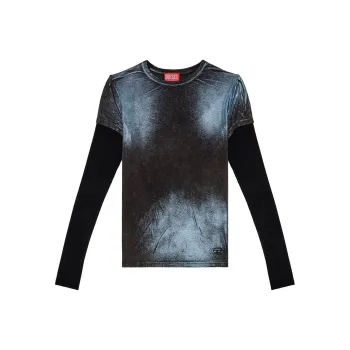 DIESEL T Miwa Layered Faded Metallic Top
