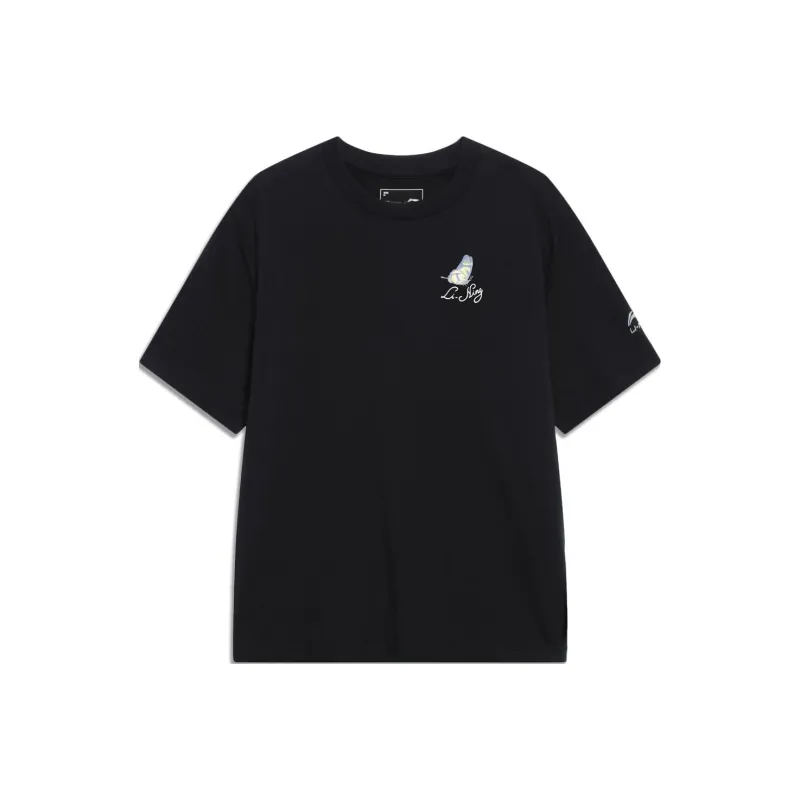 LiNing Chinese Culture Series Drop Shoulder Sleeve T Shirt Women's Black-0