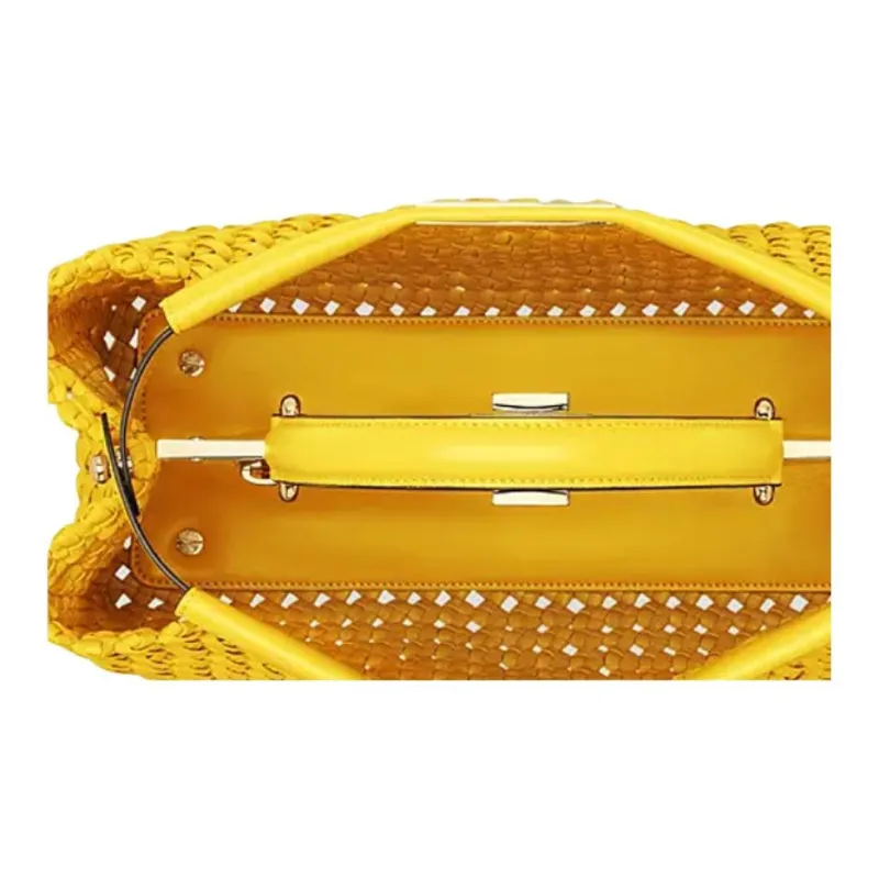 FENDI Peekaboo Leather Shoulder Bag, Crossbody Bag, Handbag Medium Size Women's Yellow-3