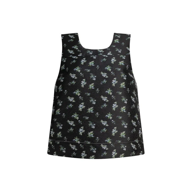 GANNI Floral Jacquard Sleeveless Top-0