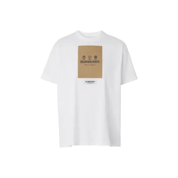 Burberry Label Applique Cotton Oversized T Shirt White