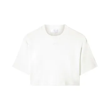 OFF WHITE Logo Embroidered Crewneck Cropped T Shirt