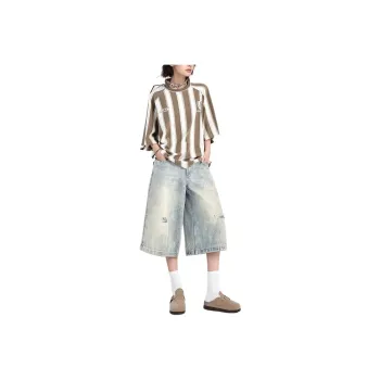 NVRFRGT Denim Shorts Unisex Yellow Mud