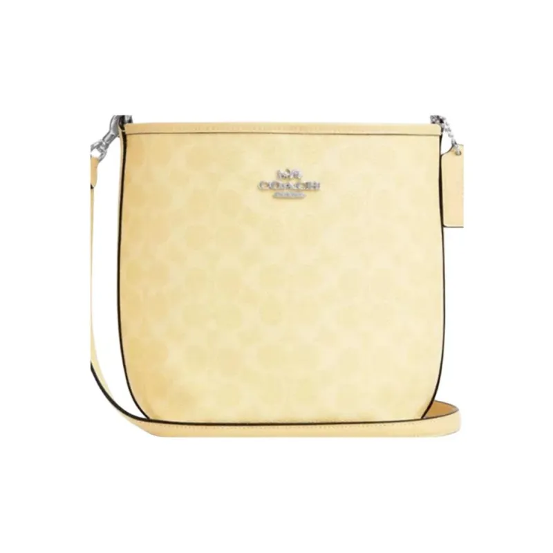 COACH City Coated Canvas One Shoulder Handbag Trumpets Women's Dry Grass-3