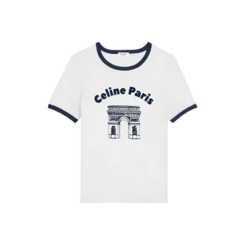 CELINE Logo Embroidered Crewneck T-Shirt
