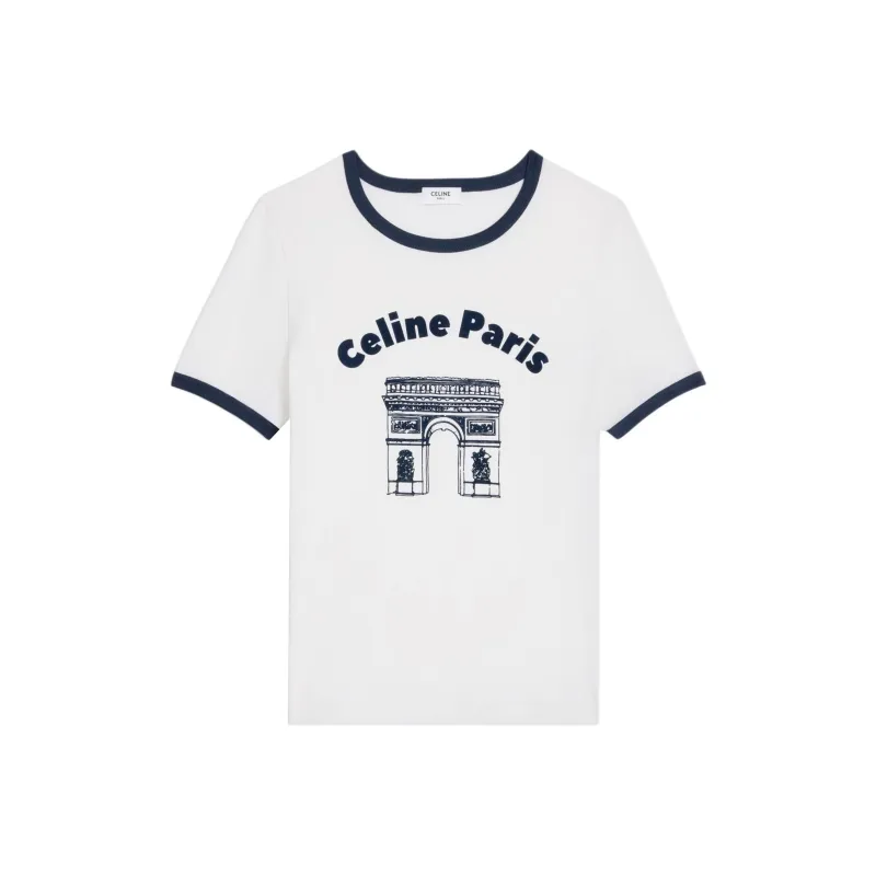 CELINE Logo Embroidered Crewneck T-Shirt-0