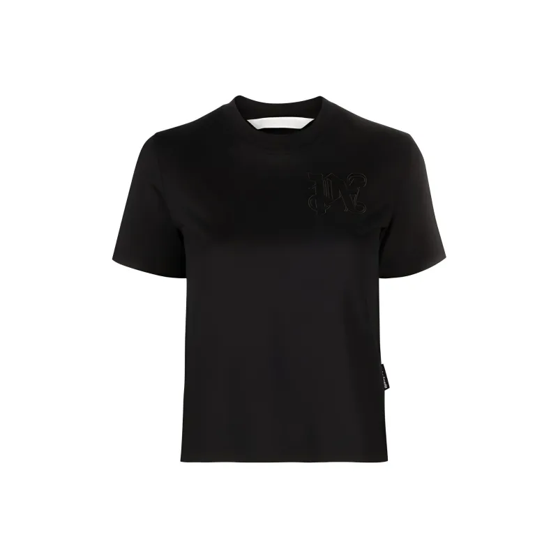 PALM ANGELS Monogram Embroidered Crewneck T Shirt-0