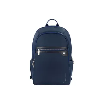 BOODUN Nylon With Cow Leather Backpack Unisex Navy Blue