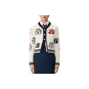 THOM BROWNE Rose Intarsia Buttoned Cardigan