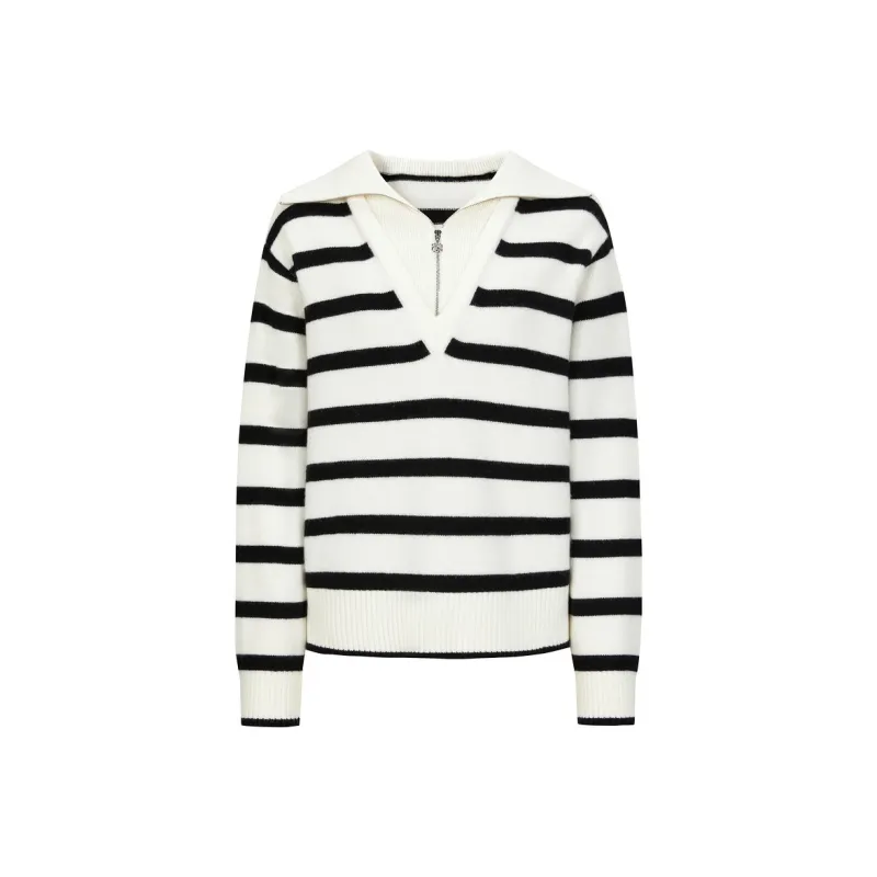 JZ. ANNAKRO Sweater Women's Black White Stripes-0