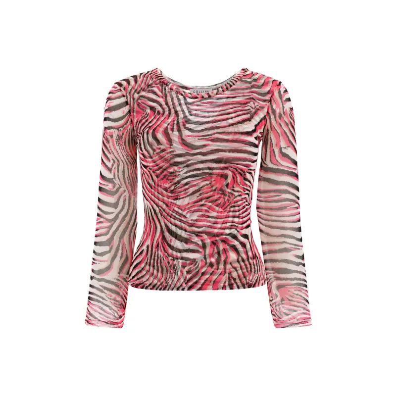 Collina Strade Cardio Animal Printed Mock Neck Top-0