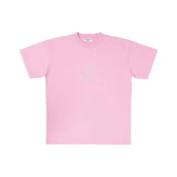 Balenciaga Chinese Valentine's Day Drop Shoulder Sleeve T Shirt Women's Pink