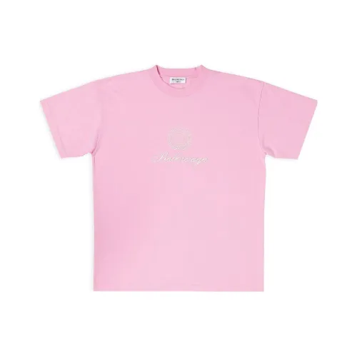 Balenciaga Chinese Valentine's Day Drop Shoulder Sleeve T Shirt Women's Pink