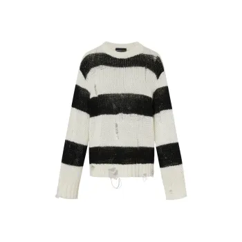 MOCO Sweater Women's White Black Stripes