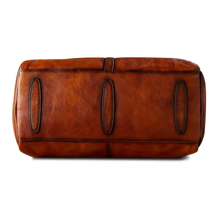 Simple&nature Cow Leather Travel Bag Unisex Light Brown-4