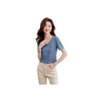 Mo Han Yi Mei T Shirt Women's Gray Blue