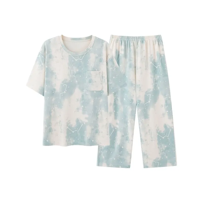 XISHE Pajama Set Women's Light Blue-0