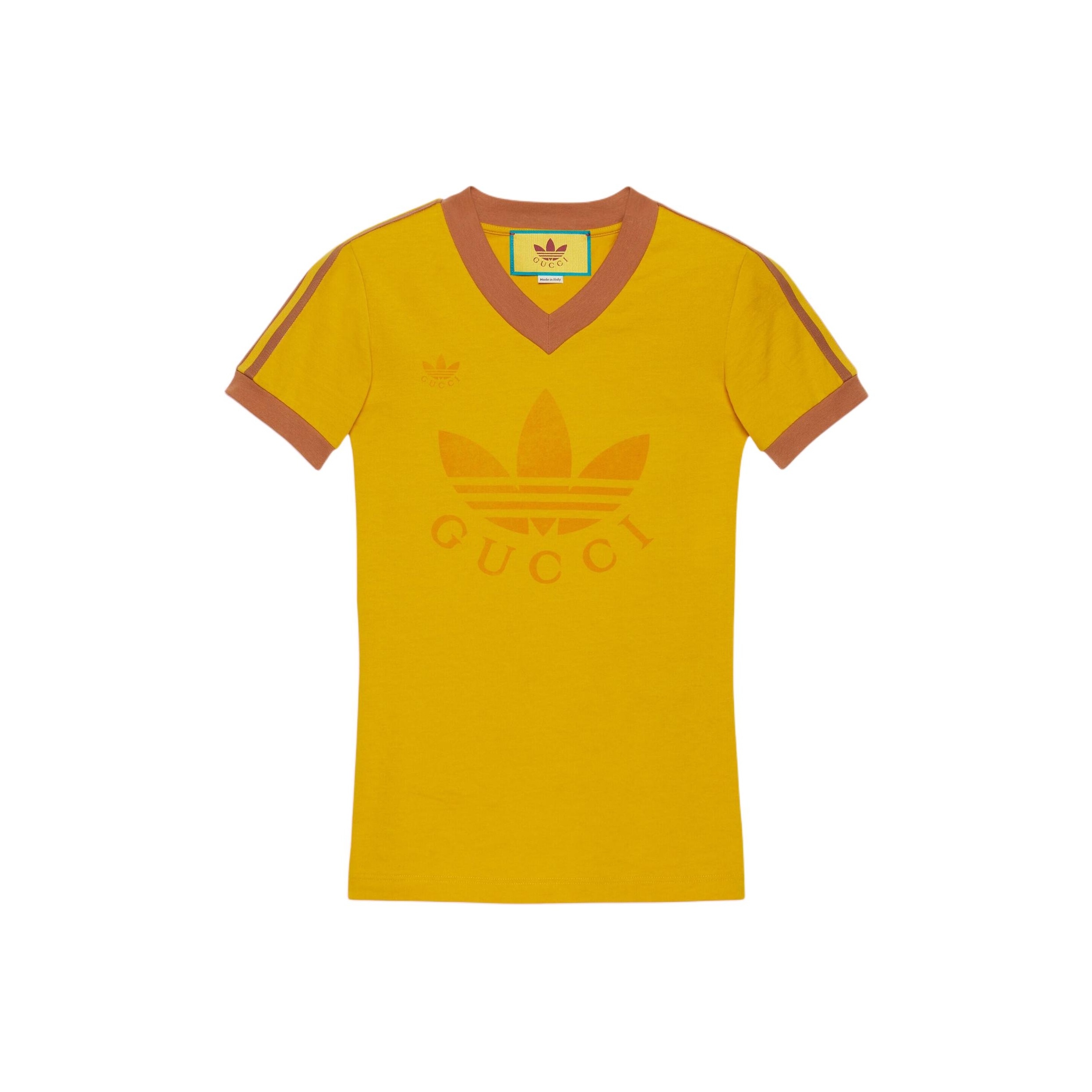 GUCCI アディダス コラボ VネックTシャツ GUCCI 中古品 グッチ×アディダス コラボ トップス ライトブルー