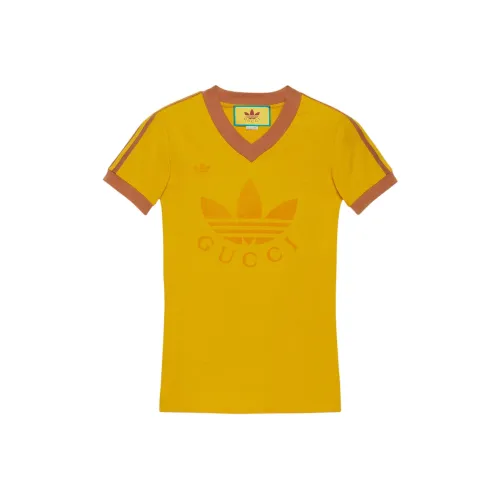 GUCCI X Adidas V Neck T Shirt Yellow