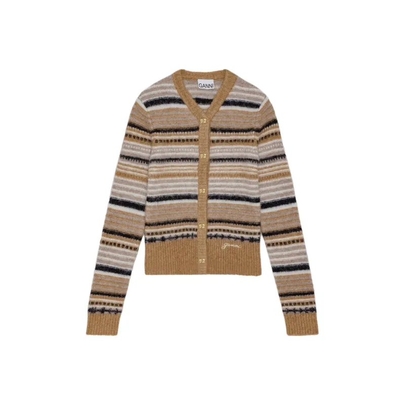 GANNI Stripe Knitted Cardigan-0