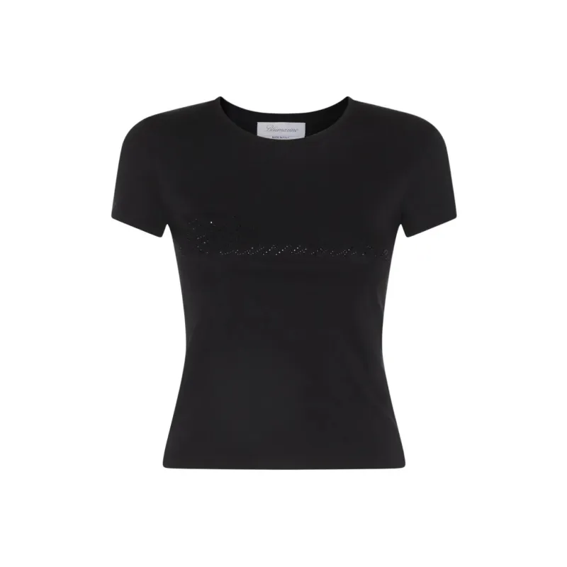 Blumarine Logo embellishment Cotton T shirt-0
