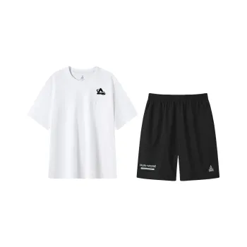 PEAK Fitness Set Unisex White Top+Black Shorts