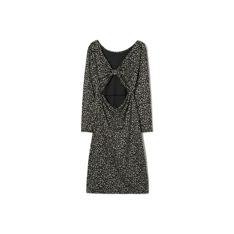 Mapping Long Sleeved Dress Women's Black-1