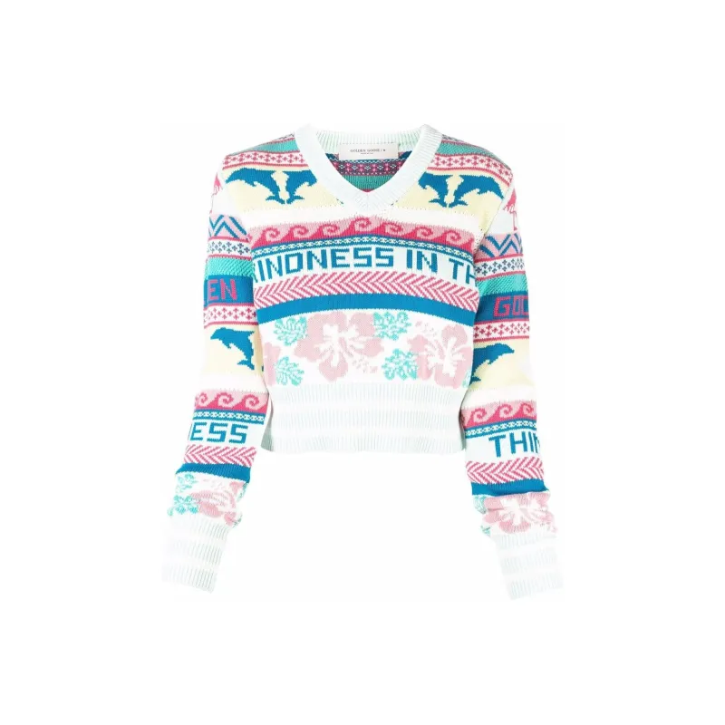 Golden Goose Patterned Knit Cropped Jumper-0