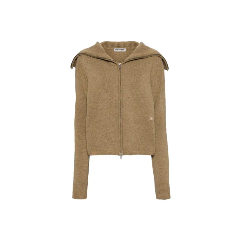 LOW CLASSIC Logo-patch Zip-up Cardigan-0