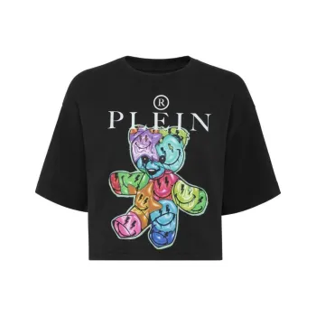 PHILIPP PLEIN Smile Cropped Round Neck T shirt