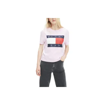 Tommy Hilfiger Flag Cropped T-Shirt Women's Pink