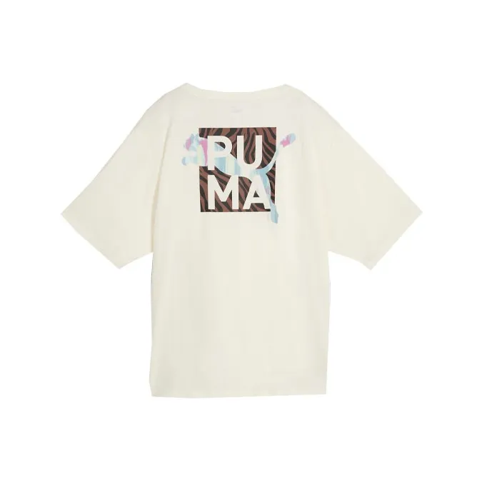 PUMA T shirt De Training Boyfriend Animal Remix Femme T Shirt Women's Ecru-0