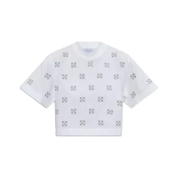 OFF WHITE All Over Logo Cropped T Shirt