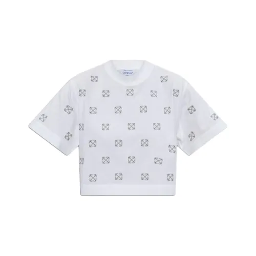 OFF WHITE All Over Logo Cropped T Shirt