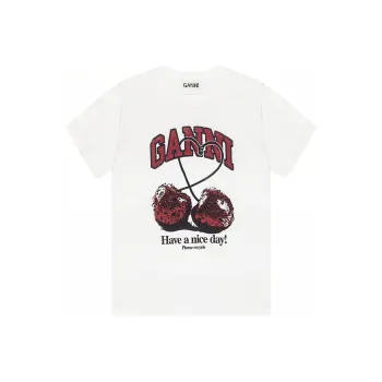 GANNI Relaxed Cherry Printed T Shirt