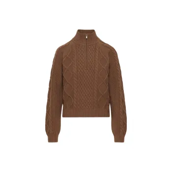 ARITZIA Sunday Best Boreal 1/4 Zip Sweater Sweater Women's Cognac/Amber