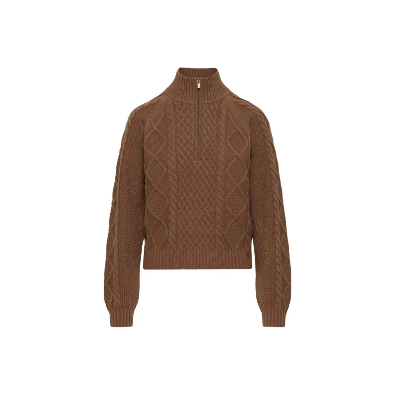 ARITZIA Sunday Best Boreal 1/4 Zip Sweater Sweater Women's Cognac/Amber-0