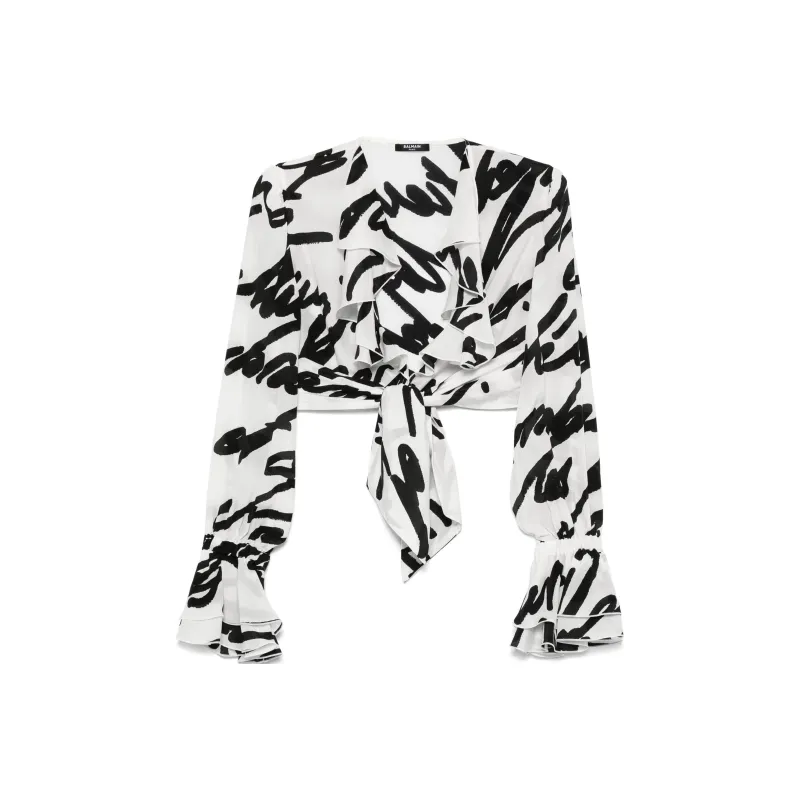 BALMAIN Love Letter Ruffled Skirt-0