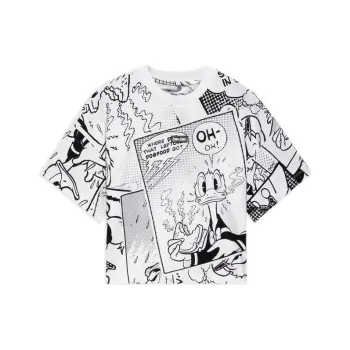 LiNing x Disney Drop Shoulder Sleeve T Shirt Women's Black White