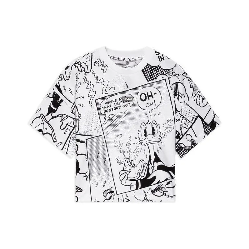 LiNing x Disney Drop Shoulder Sleeve T Shirt Women's Black White-0