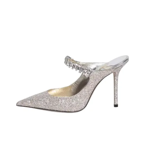 Jimmy Choo Slip Resistant Closed Toe Slippers Women's Silver