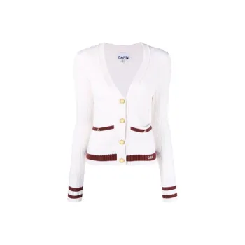 GANNI FW21 Knitted Fabric Cardigan Women's White
