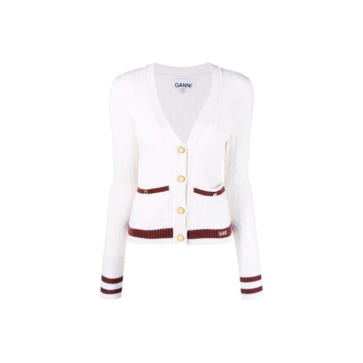 GANNI FW21 Knitted Fabric Cardigan Women's White-0