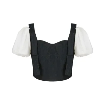 TAMMY TANGS Crop Tops Women's Black