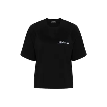 BALMAIN Signature Logo Cropped T Shirt