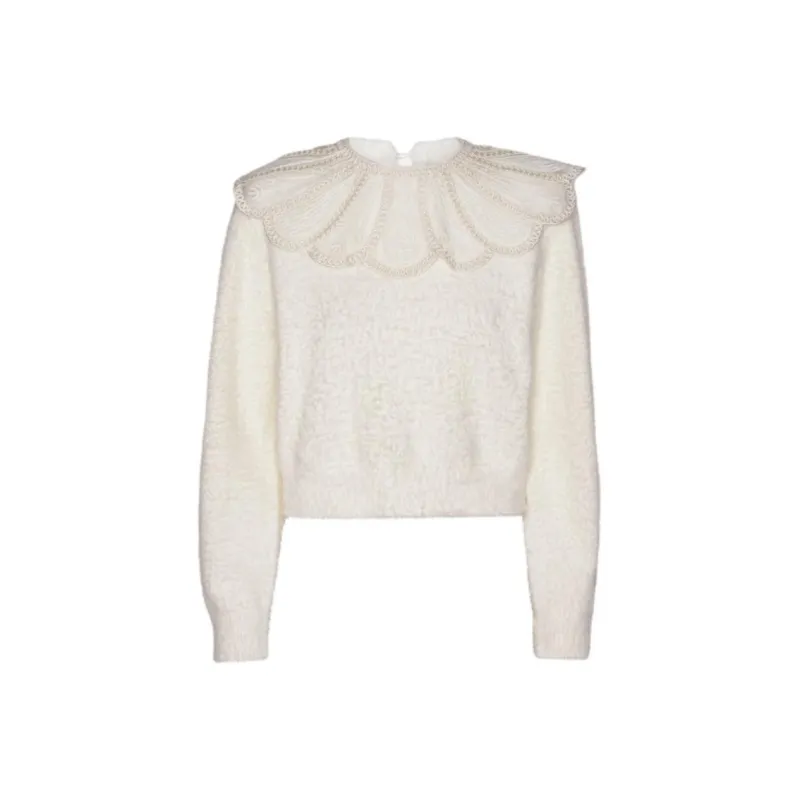 Rotate Lace collar Knit Sweater-0