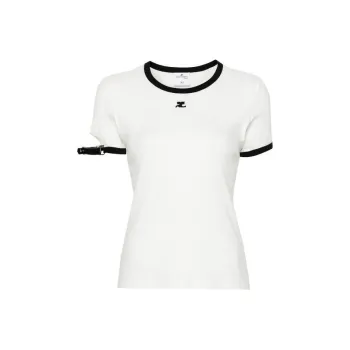 COURREGES Buckle Contrast T Shirt 'Heritage White/Black'