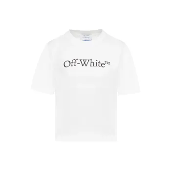 OFF WHITE Logo Printed Crewneck Cropped T Shirt